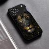 Чехол для телефона Apple Черный с Золотым Львом Для iPhone 17 16 15 14 13 12 Mini 11 Pro Max 17 Air 7 8 Plus XR X Стеклянная Задняя Крышка