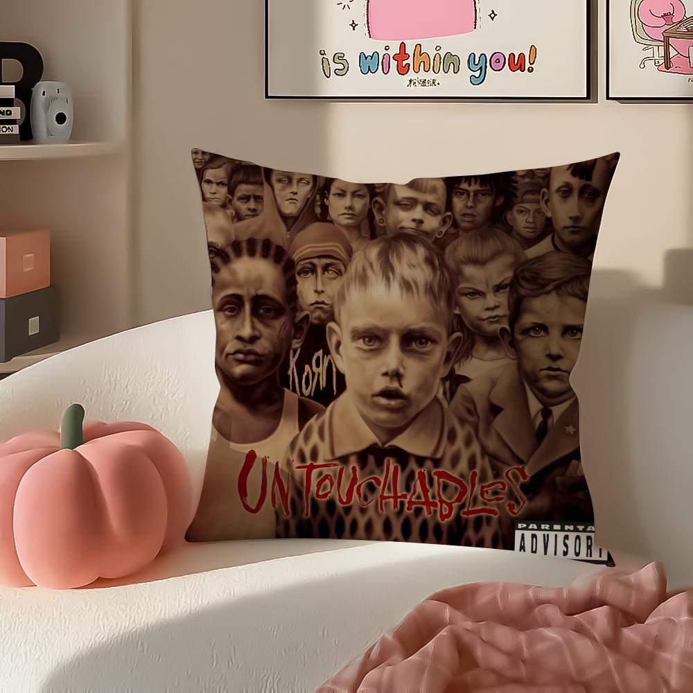 Hot Metal American Band Album Kkorn Cushion Cover Pillowcase Short Plush Invisible zipper Room Sofa Cushion Cover