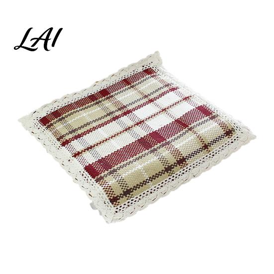 Chair Pad with Ties Cotton Linen Ties Square Summer Seat Lace Soft Yarn Trim 15.75" x Breathable Washable Mat for Dining Office Rattan