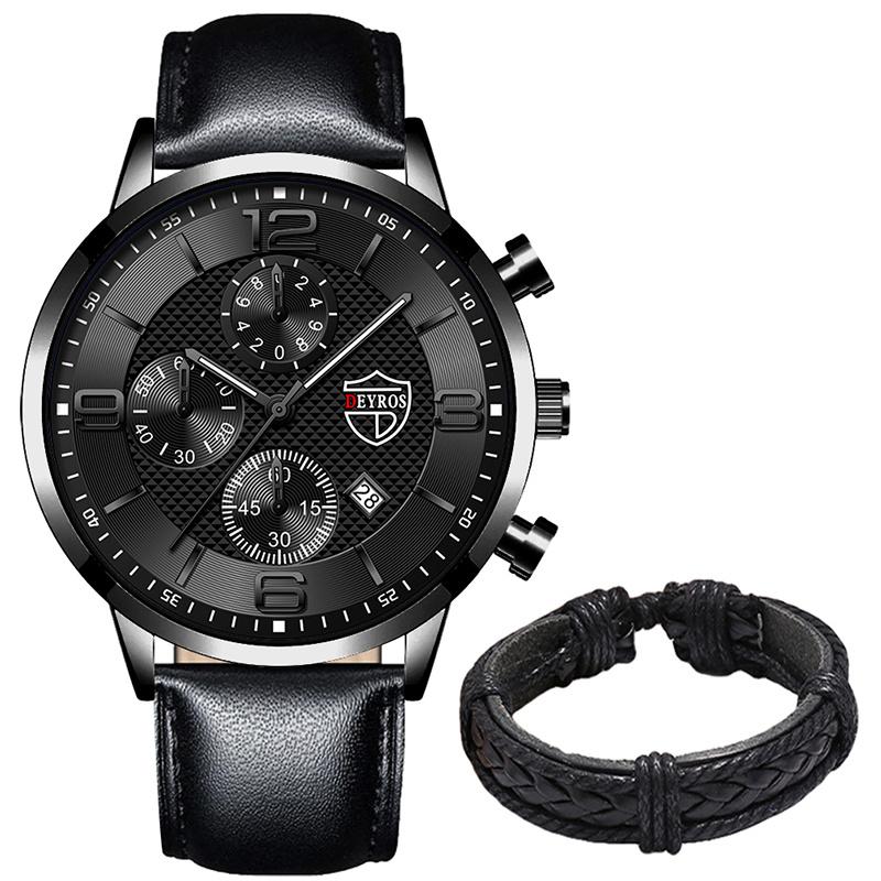 Роскошные модные мужские часы мужские деловые кожаные кварцевые наручные часы мужские спортивные часы-браслет календарь дата часы
