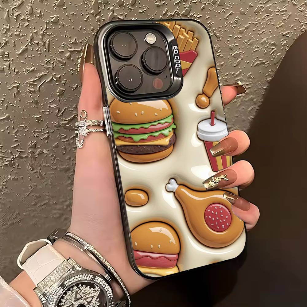 Милый и простой H-Гамбургер Чехол для телефона Для iPhone 17,16,15,14,13,12,11 Plus,Pro Max,XS,Цветной серебристый чехол для телефона