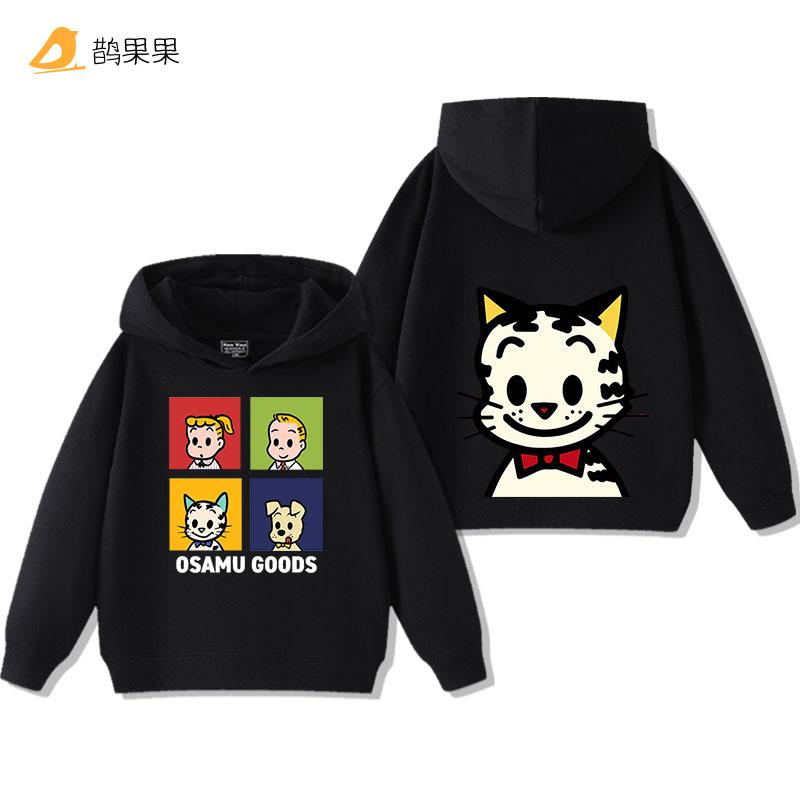 Детские толстовки с мультяшным принтом OSAMU GOODS Harajuku, повседневная мода, осенне-зимние виды спорта на открытом воздухе, теплые топы с длинным рукавом