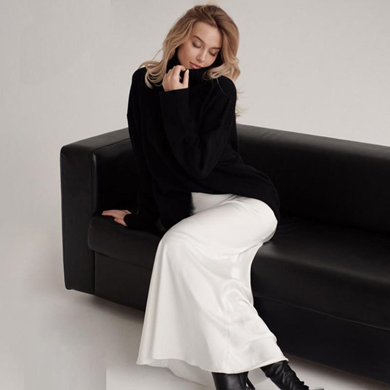 Длинная атласная юбка с высокой талией, женская летняя узкая модная элегантная юбка, женская повседневная лоскутная белая темпераментная уличная одежда для женщин 2024