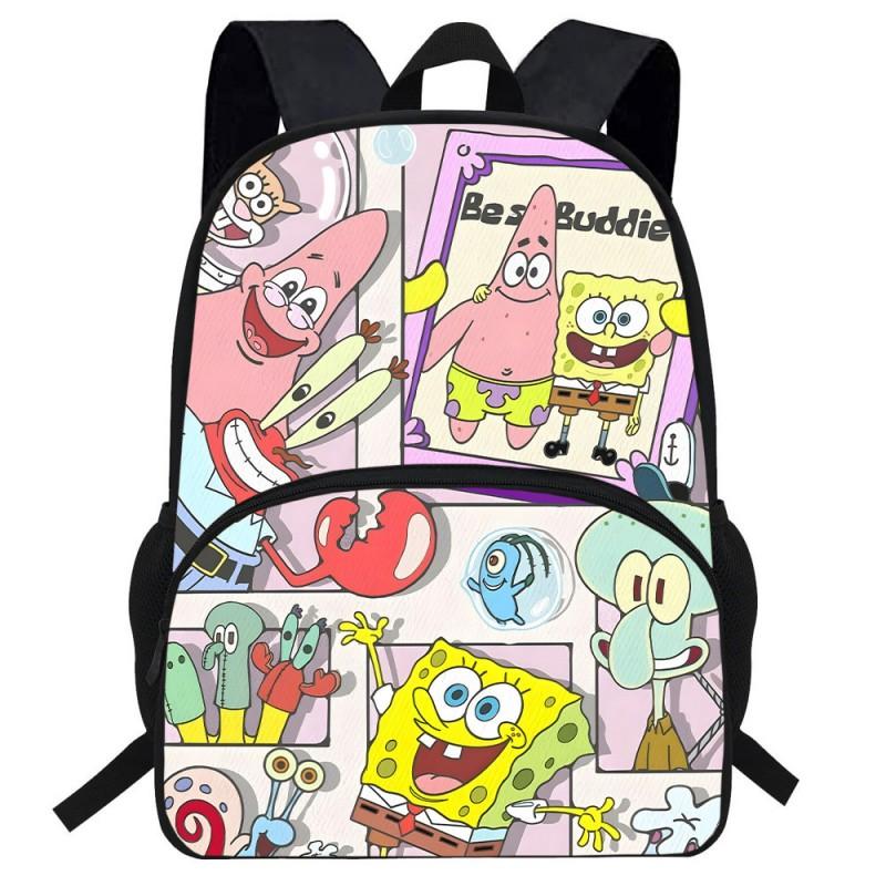 Kids SpongeBob SquarePants Backpack School Lightweight Ergonomic Cartoon Shoulder Bag Elementary Students