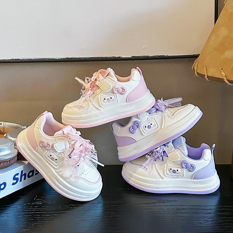 Youth style shoes Girls White Princess Sneakers Soft Sole Anti-Slip Casual Flat Shoes Kids Fall Winter