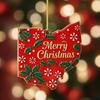State Pride Christmas Pendant Merry Christmas in Golden Fonts U.S. States Patterns Holly Leaves Berries Snowflakes Xmas Ornament