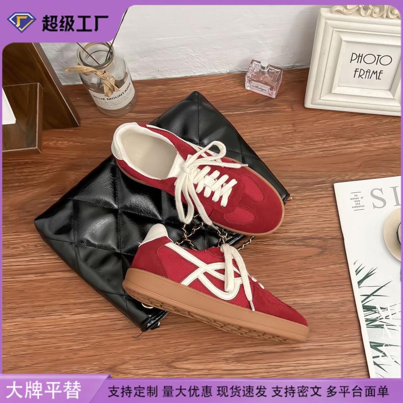 Grape Mother Comfortable Breathable Thick Baseplate Shoes Front Lace-up Campus Style Casual Shoes Spring and Summer New Sports Shoes Women's Outer Wea