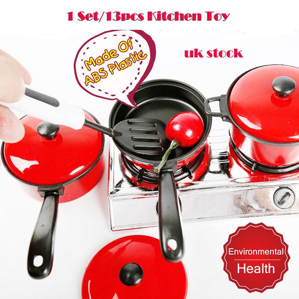 13pcs/Set Kids Simulation Cook Ware Toy, Kitchen Cooking Play Toy, Utensils Pans Pots Dishes Accessories Set, Kids Play Toy