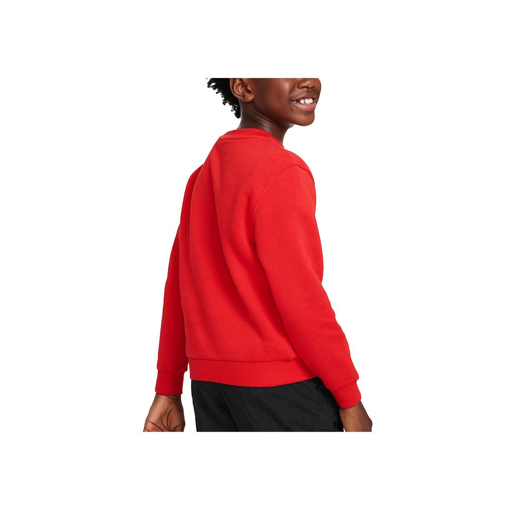 Nike Sportswear Club Fleece Logo Print Crewneck Sweatshirt Kids Sweatshirt Red FD2992-657