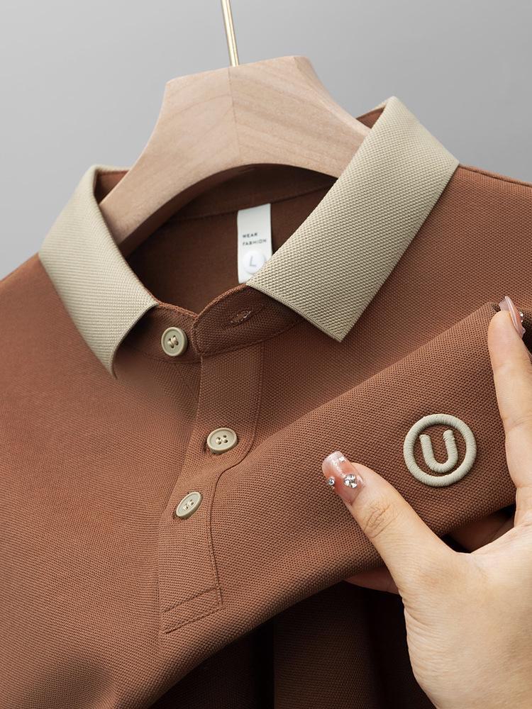 Мужская рубашка поло с коротким рукавом: Летняя повседневная легкая роскошь с вышитым лацканом для модных пап