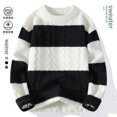 Горячая распродажа, новый осенне-зимний повседневный свитер с круглым вырезом, вязаный свитер, большой размер, свободный свитер