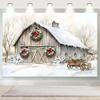 Christmas Snow Barn Fabric Decoration Background Winter Photography Backdrop Decorations For Photo Studio Photo Booth Christams Party