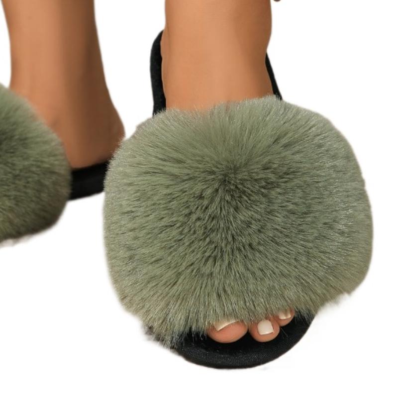 Горячая Распродажа Женская Обувь Зимняя Мода Открытый Носок Однотонные Повседневные Женские Туфли На Плоской Подошве Замшевые Универсальные Модные Женские Тапочки
