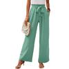 Summer Women's Trousers with Pockets, High Waist, Adjustable Knotted Commuter Wide-leg Trousers, Casual Pants