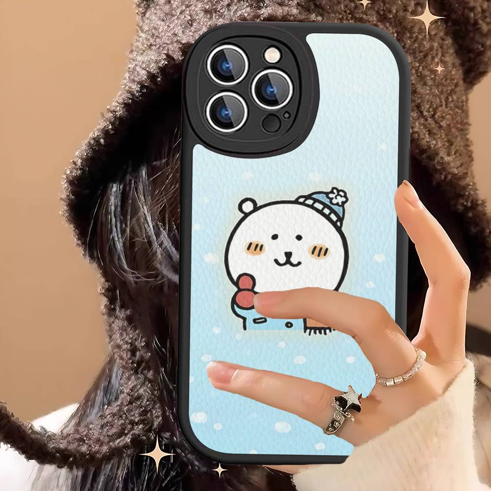 Cute J-Joke B-Bear For IPhone 16 15 14 13 12 11 Pro Max Plus Shockproof Leather Soft Phone Cover