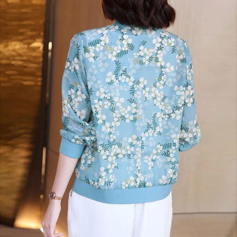Шифоновая солнцезащитная одежда для женщин летом корейский универсальный цветочный кардиган, большой размер тонкая куртка с длинными рукавами для женщин