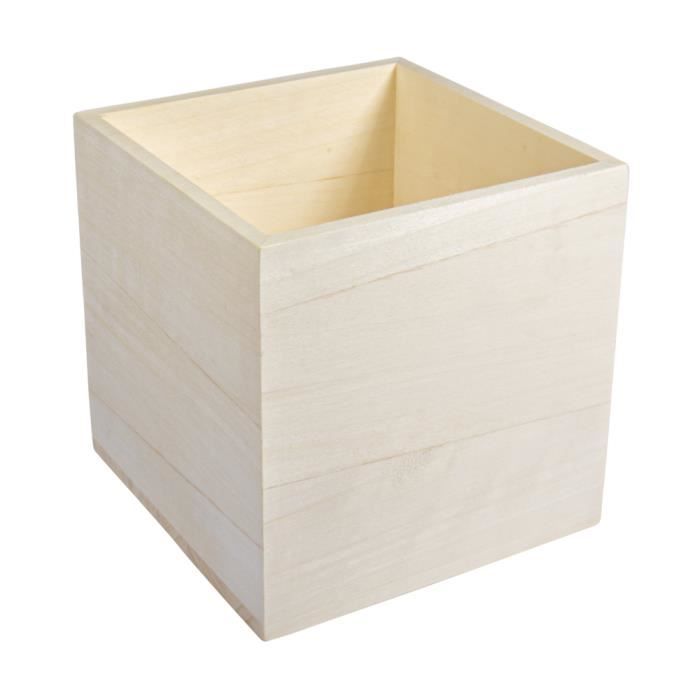 Boîte en bois - FSC 100% - 14x14x14 cm - Nature - Cosmétiques - Mixte