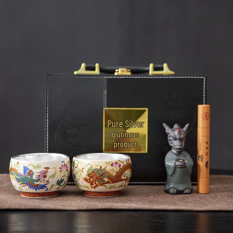 Dragon & Phoenix Ceramic Tea Cup Gift Set
