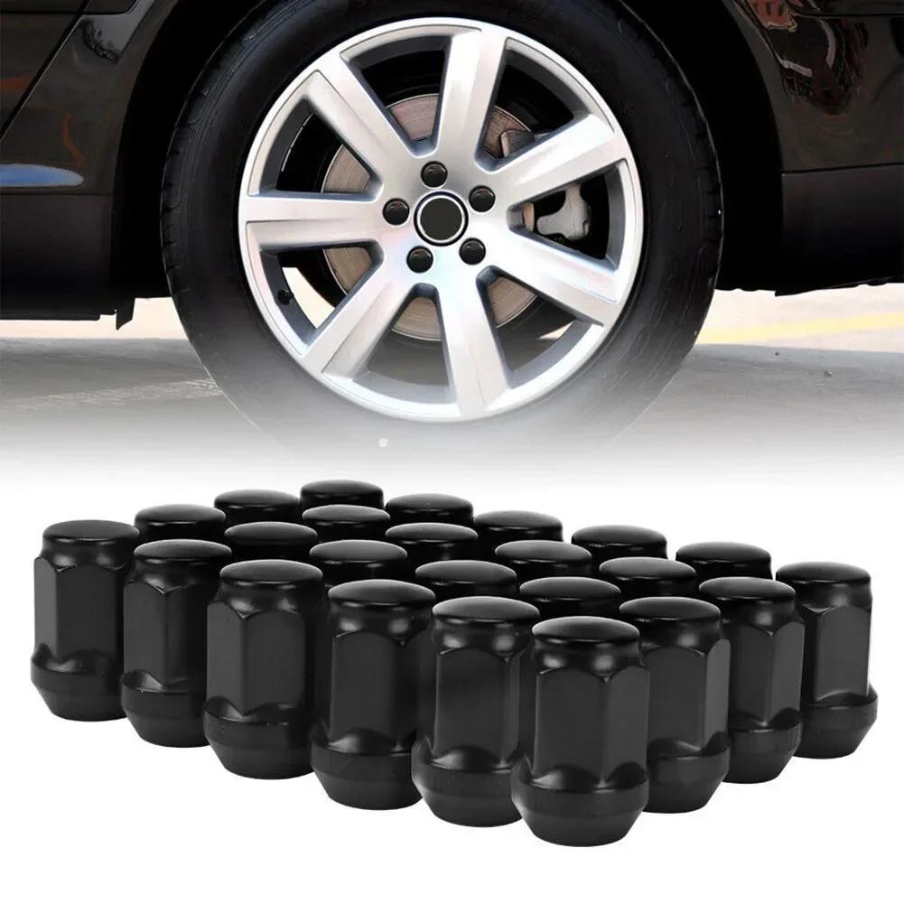 For Vehicles With Wheel Studs Requiring A 1/2"-20 Thread Wheel Nuts 12x1.5 Black Wheel Nuts 19mm(3/4") 24pcs