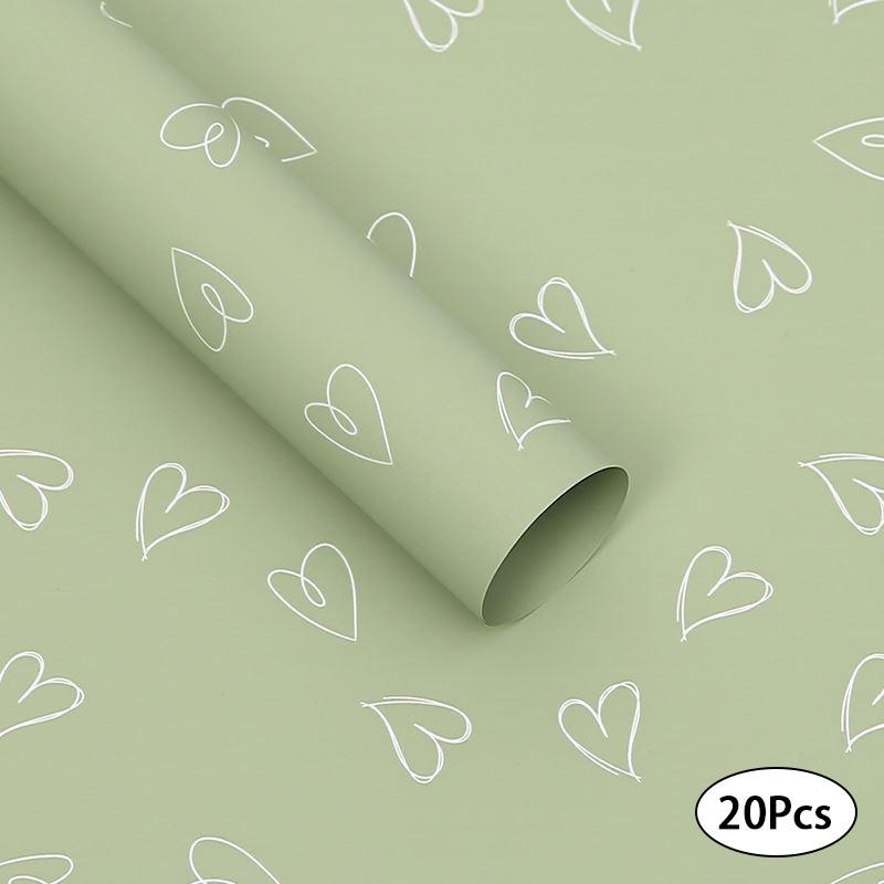 20 листов цветочной упаковки, водонепроницаемая подарочная упаковочная бумага, пластиковая бумага с принтом любви