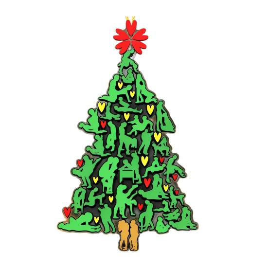 The Naughty Tree Cheeky Christmas Ornament Green Tree Shaped Christmas Hanging Decor Funny Adults Posture Ornaments Gag Gifts for Couples