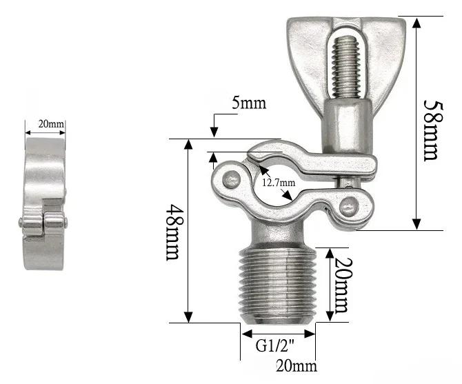 1/2" BSP Наружная Резьба X Fit 1/2" 3/4" 1" -12" Дюймов 12.7-305мм Диаметр Трубы Нержавеющая Сталь 304 Зажим-Кронштейн-Подвеска для Трубы Санитарный
