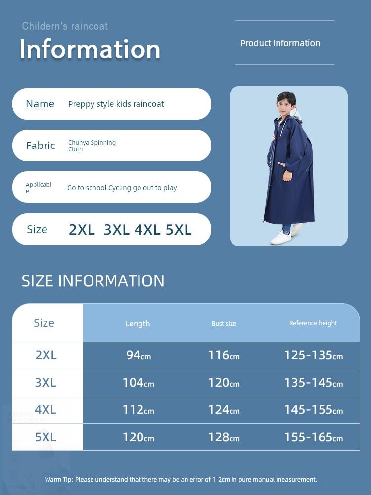 Kids Raincoat Boys Primary School Students Girls Children's Full Body Rainproof Junior High School Students Outdoor Cycling Poncho