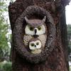 Owl Tree Hugger Garden Statue Realistic Looking Waterproof Non-Fading Outdoor Yard Resin Statue