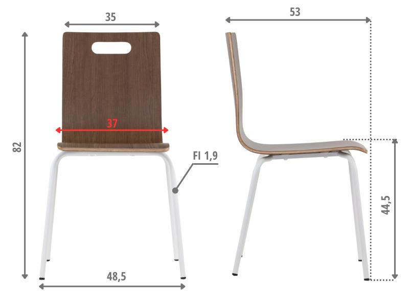 Walnut plywood chair with white frame. Model WERDI A