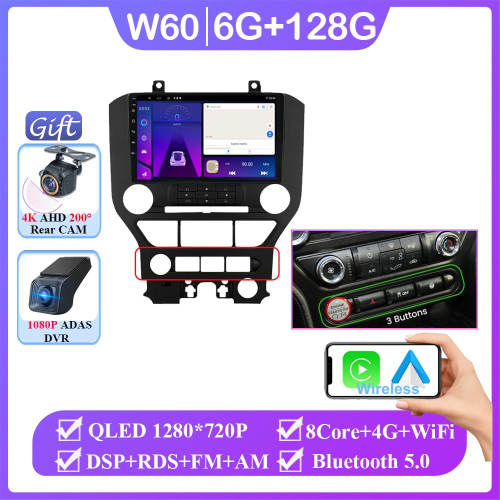 Android 14 Carplay Car Radio для Ford Mustang S550 2014 2015 – 2021 Навигация GPS Мультимедийный проигрыватель стерео WiF+4G 360 Камера BT