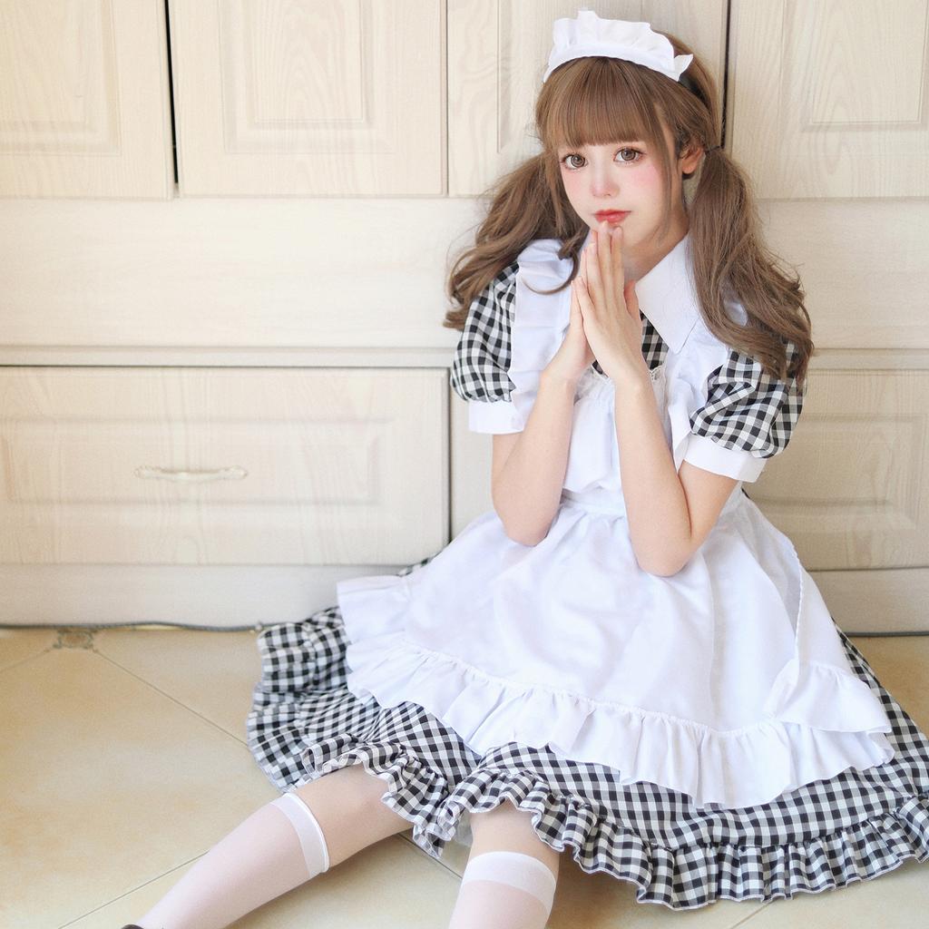 Anime Character Cosplay Maid Attire Cosplay Restaurant Work Uniform Long Dress Black and White Maid Attire Party Party