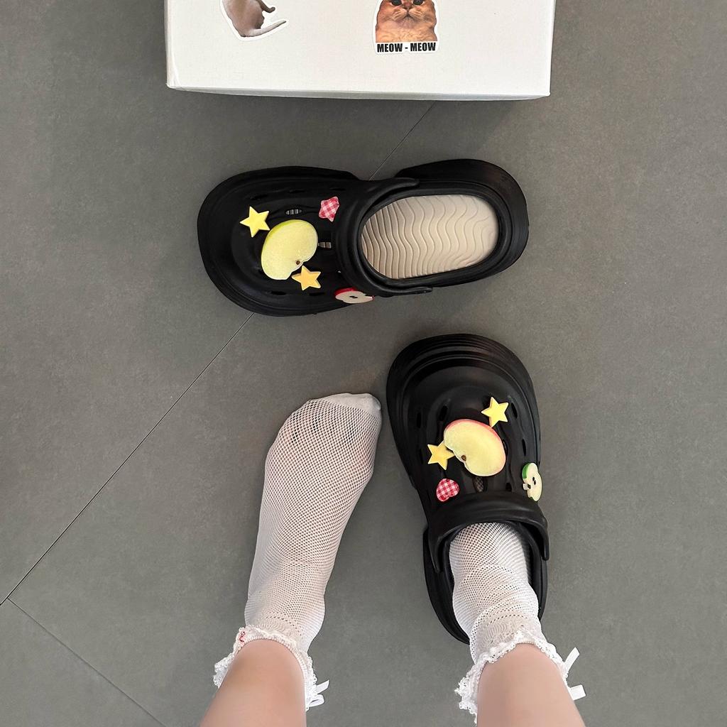 [BRSO] Thick-soled Bag Head Cool Slippers Women's Outer Wear 2025 Summer New Versatile Soft-soled Breathable Hole Shoes