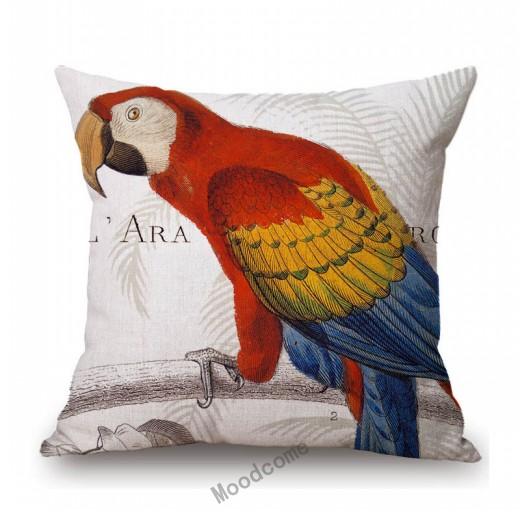 Flamingo Bird Parrots Hand Drawing Illustration Art Cotton Linen Sofa Throw Pillow Case Home Decoration Car Seat Cushion Cover