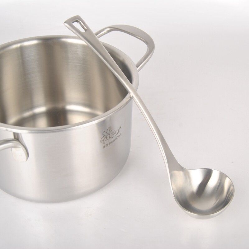 18/10 Stainless Steel Spoon, Skimmer, Small Soup Ladle, Porridge Spoon, Thickened One-Piece Long Handle Spoon, Soup Serving Spoon