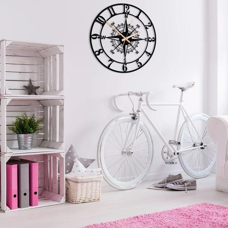 Настенные часы Металлические аналоговые настенные часы для гостиной, спальни, офиса, кухни, дома и прихожей | Антикварные причудливые большого размера современные настенные часы (Размер-40 СМ)