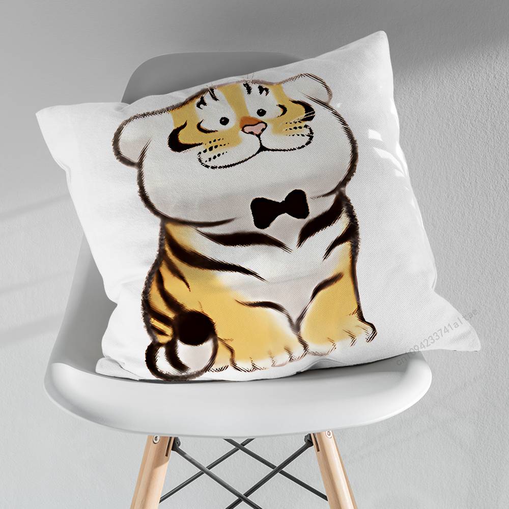Funny Cute Tiger Emojis Pillow Case For 30x30cm45x45cm55x55cm For Home Bedroom Decoration And Protector
