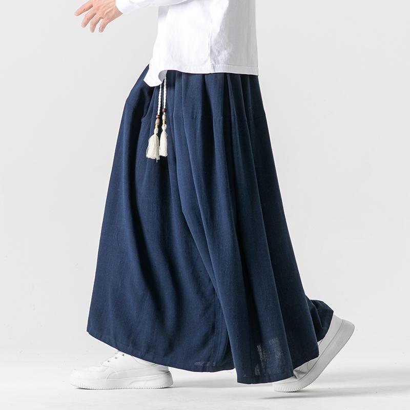 2025 Streetwear Мужские широкие брюки Harajuku Повседневные шаровары из хлопка и льна Спортивные брюки Мужские винтажные свободные брюки