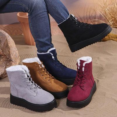 Новые зимние сапоги большого размера, водонепроницаемые женские хлопковые сапоги с напуском и утолщенной подошвой, женские туфли для мам, теплые на толстой подошве большого размера