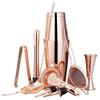 Набор для коктейлей из 11 предметов Rose Gold из нержавеющей стали с шейкером Бостон, ложкой для смешивания и двусторонним джиггером
