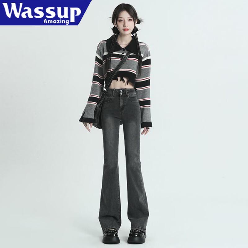 WASSUP AMAZING High-Waisted Flared Jeans