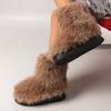 Модные зимние женские пушистые искусственные плюшевые теплые роскошные туфли женские меховые сапоги модная зимняя обувь