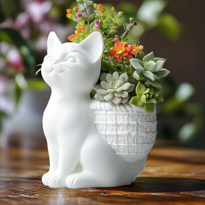 Сделай сам 3D Приседающая кошка суккулентное растение цветочный горшок смола силиконовая форма милая кошка ваза коробка для хранения подставка для ручек гипсовая форма формы для рукоделия