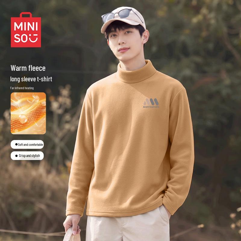 MINISO Мужская термофутболка с длинным рукавом и воротником-стойкой, базовый слой