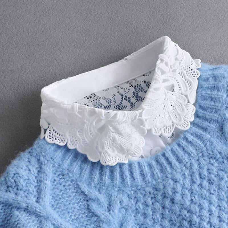 Fashion White Fake Collar Women Detachable Collars Black Woman False Collar Lace Removable Half Shirts Tie Top Collars Decor