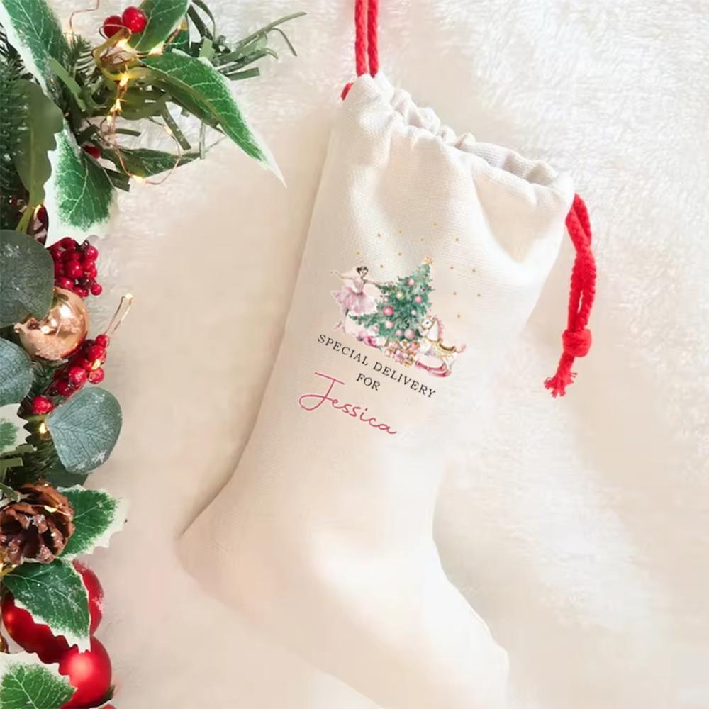 Personalised Name Santa Sack Christmas Stocking Toy Sack Merry Xmas Eve Holiday Decoration Santa Claus Family Children Present