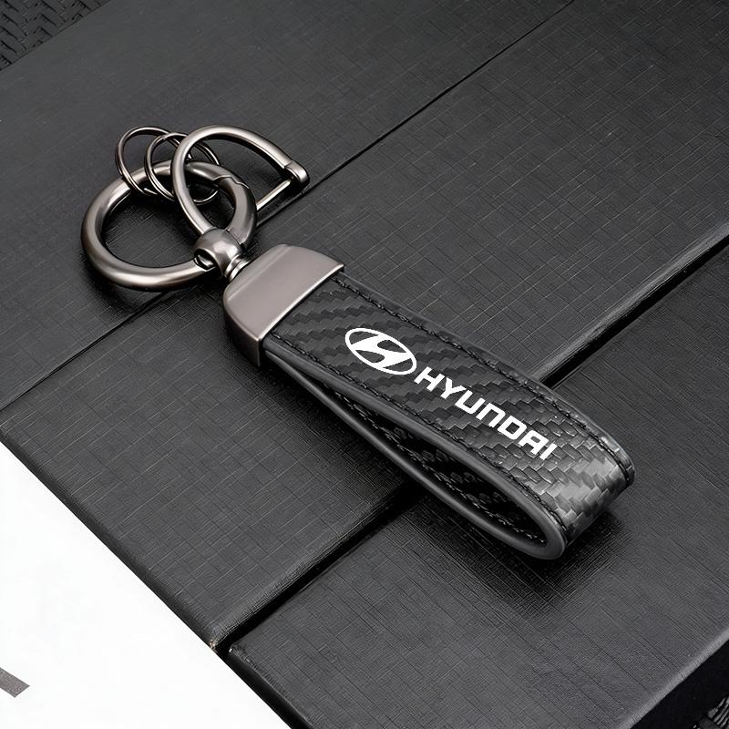Автомобильный брелок из углеродного волокна, кожи и цинкового сплава, брелок из микрофибры для Hyundai Tucson Accent Elantra Santa fe Sonata I10 I20 I30