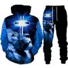 Two Piece Set Christian Bible Faith Jesus God Men's Hoodie/Suit Cool 3D Lion Printed Streetwear Couple Clothes Jogging Tracksuit