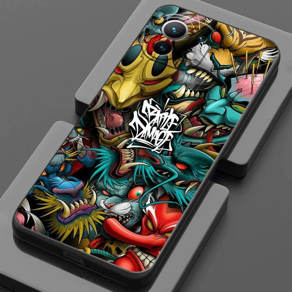 Чехол для телефона Xiaomi Mi 11 Lite 5G NE 11X 11T 12 Pro Poco F1 F3 X3 GT X4 NFC Pro, чехол самурайская маска Они, татуировка, дракон, искусство