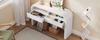 Modern console table with drawers for entrance area, sideboard with curved front and adjustable foot pads, hallway, corridor or living room (White)