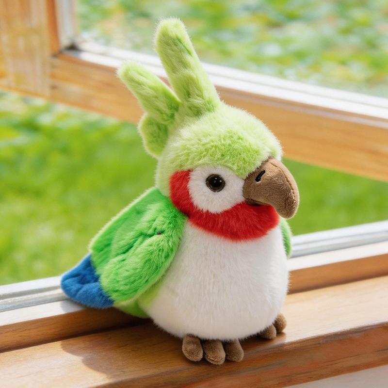 Colorful Parrot Plush Toy Soft Stuffed Animal Bird Doll Cute Cockatiel Plushie for Kids Gift Home Decor